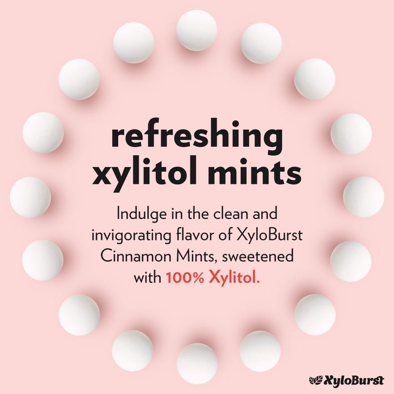 XyloBurst - Xylitol Mints | Sugar Free Breath Mints for Oral Health | Gluten Free, Vegan, Keto Friendly | Aspartame Free Mint | Cinnamon | 200 Count Jar - Image 4